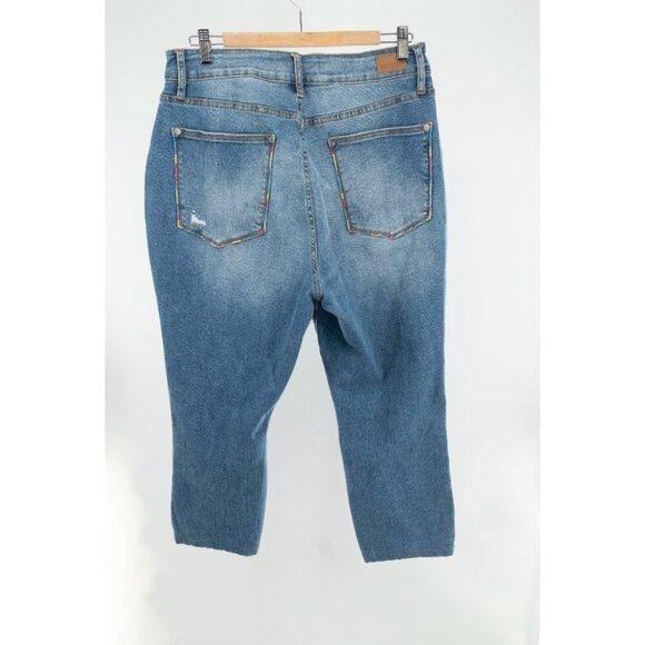 Judy Blue Medium Blue Skinny Jeans with Colorful Accents - Picture 6 of 9